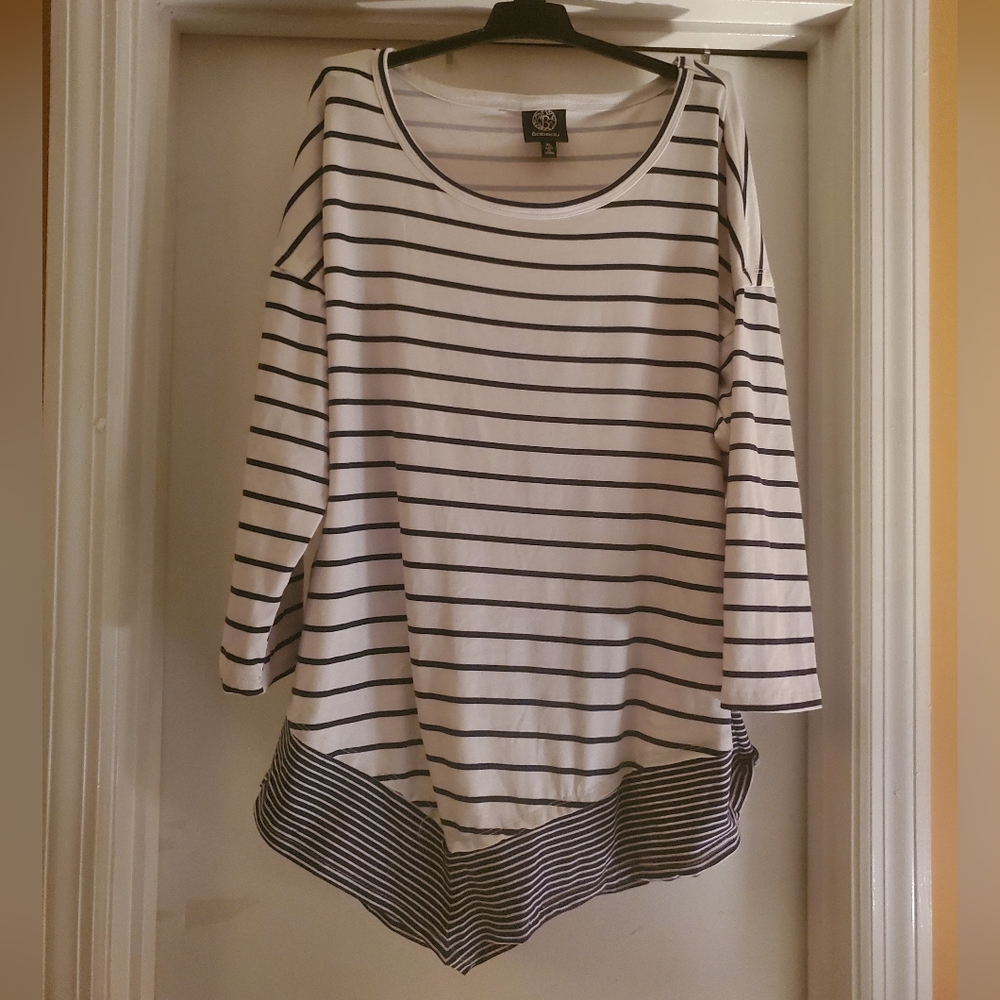 Blue and white striped top